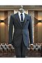 Italian Style Striped Jacket Vest Pants Suit Navy Blue T10729
