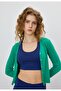 Women's Green Color Buttoned Crop Cardigan - 5
