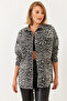Women's Black Gabardine Leopard Denim Jacket 60251838 - 4