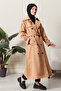 Apolet Detailed Waterproof Fabric Belted Intermediate Women's Trench Coat - 2