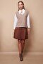 Women's Patterned Knitwear V-Neck Sweater with Side Slits Blouse-Camel - 2