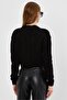 Black Hair Knitted Patterned Knitted Cardigan - 5