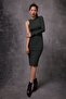 Khaki Single Sleeve Knitwear Dress - 2