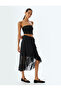 Asymmetrical Tulle Midi Length Ruffle Skirt - 2