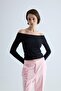 Women's Boat Neck Black Blouse - 2