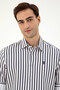 Men's Navy Blue Striped White Shirt 50296599 -Vr033 - 2
