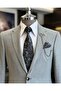 Italian Style Slim Fit Men's Jacket Pants Suit Gray T12716 - 2
