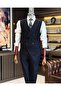 Italian Style Men's Vest Pants Suit Black T12200