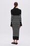 Black Striped Long Knitwear Dress - 4
