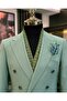 Italian style double-breasted jacket pants men's suit green T11090 - 2