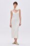 Ecru Textured Long Knitwear Dress - 2