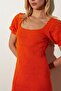 Orange Square Collar Knitwear Dress - 3