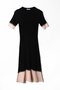 Black Pink Midi Length Corduroy Knitwear Dress