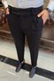 Italian Cut Belt Pleated Black Cloth Pants T10800 - 2