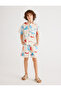 Boy's Beige Printed Cotton Shorts - 3