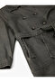Long Trench Coat Leather Look with Belt Button Detail with Pocket - 8