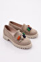 Women's Tasseled Loafers Beige Suede 3947841 - 2
