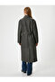 Long Trench Coat Leather Look with Belt Button Detail with Pocket - 6