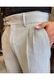 Italian Cut Belt Pleated Gray Fabric Pants T10803 - 4