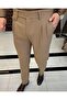Italian style slim fit men's pleated fabric pants Camel T10797 - 3