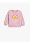 Sweat Long Sleeve Crew Neck Print Detailed Raised Cotton