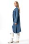 Long Sleeve Mystery Autumn and Winter Asymmetric Cut Double Muslin Jacket Indigo Indg - 4
