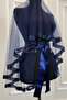 Navy Blue Sequin and Pearls Bridal Veil Set, Henna Night Veil Alı Cover 6 Pieces - 4