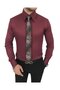 Italian Style Slim Fit Pointed Collar Satin Men's Shirt Burgundy T7212