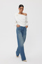Ecru Rose Detailed Gathered Side Blouse - 2