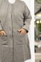 Steel Knitted Front Buttoned Cycling Collar Extra Large Size Long Knitwear Cardigan - 5