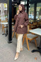 Garnished Lined Short Trench Coat - Brown - 7