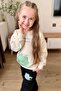 Girl's Tulip Printed Sweatshirt Text Detailed Bottom Tracksuit Green Tracksuit Set - 2