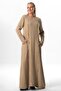 Long Sleeve Nazlı Double Side Pockets Autumn and Winter Authentic Double Muslin Long Dress Mink Vzn - 5