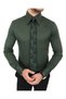 Italian Style Slim Fit Pointed Collar Satin Men's Shirt Green T7209 - 2