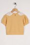 Baby Collar Lace Mini Checkered Mustard Color Girl's Tshirt - 2