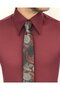 Italian Style Slim Fit Pointed Collar Satin Men's Shirt Burgundy T7212 - 4