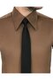Italian Style Slim Fit Pointed Collar Satin Men's Shirt Light Brown T7210 - 3