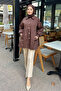 Garnished Lined Short Trench Coat - Brown - 4