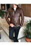 100% original lamb leather jacket coat tobacco T6319 - 3
