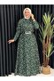 Patterned Chiffon Flared Dress