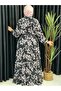 Patterned Chiffon Flared Dress - 7