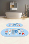 Digital Washable Colorful Fish Pattern Oval Bath Mat Toilet Set - 7