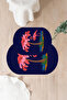 Digital Washable Simple Flamingo Patterned Oval Bath Mat Toilet Set - 2