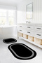 Digital Washable Non-Slip Base Simple Framed Oval Bath Mat Toilet Set - 5