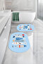 Digital Washable Colorful Fish Pattern Oval Bath Mat Toilet Set - 4