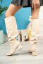 Syt-2002 Beige Gusseted Thick Heeled Daily Boots - 2