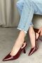 Women's Ovis Pointed Heeled Shoes - Claret Red-Patent Leather - 7
