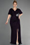 Purple Short Sleeve Slit Long Glitter Plus Size Evening Dress ABU39790