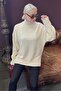 Ecru Half Turtleneck Wicking Detailed Women's Sweater Mg2156 - 3
