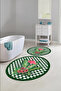 Digital Washable Non-Slip Base Flamingo Patterned Round Bath Mat Toilet Set